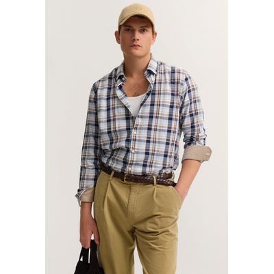 Karohemd BUGATTI "Modern Fit", Herren, Gr. L, Normalgrößen, 70, braun, Canvas, 100% Baumwolle, kariert, normal, Hemden Karohemd, mit Easy-Care Funktion