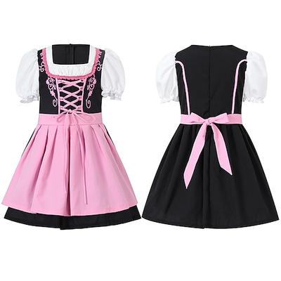 Halloween Oktoberfest Kleid Dirndl Trachtenkleider Oktoberfest / Bier Bayerisch Wiesn Wiesn Mädchen Stoff im traditionellen Stil Kleid Schürze