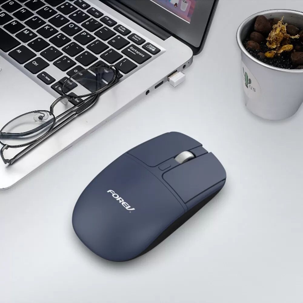 INF Kabellose Maus – Einzelner 2,4G + Bluetooth Dual-Modus, Leiser Klick, Metall-Scrollrad Blau