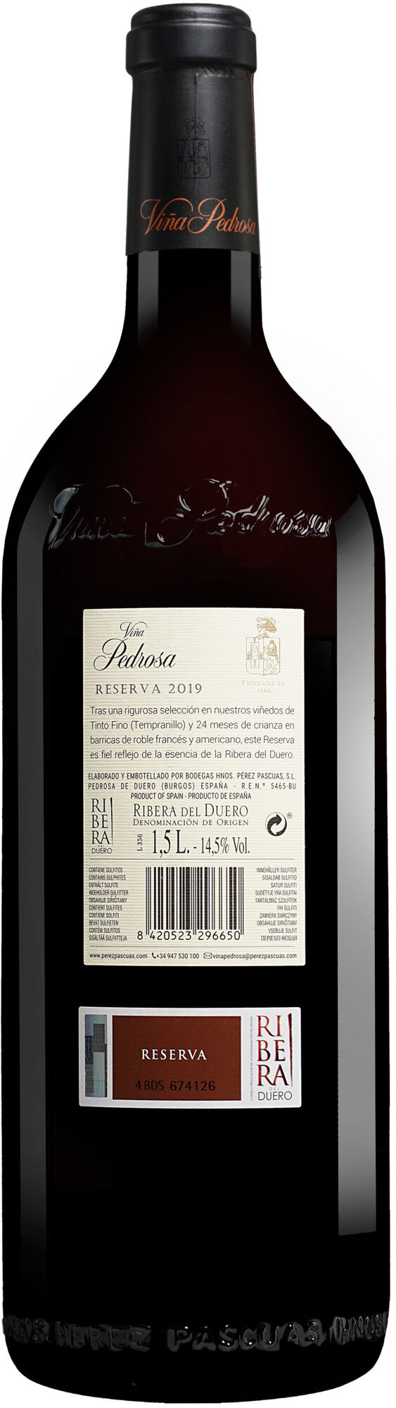 Pérez Pascuas Viña Pedrosa Reserva - 1,5 L. Magnum 2019 14.5% Vol. Rotwein Trocken aus Spanien