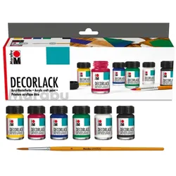 Marabu Decorlack, glänzend, 6x 15 ml und Pinsel
