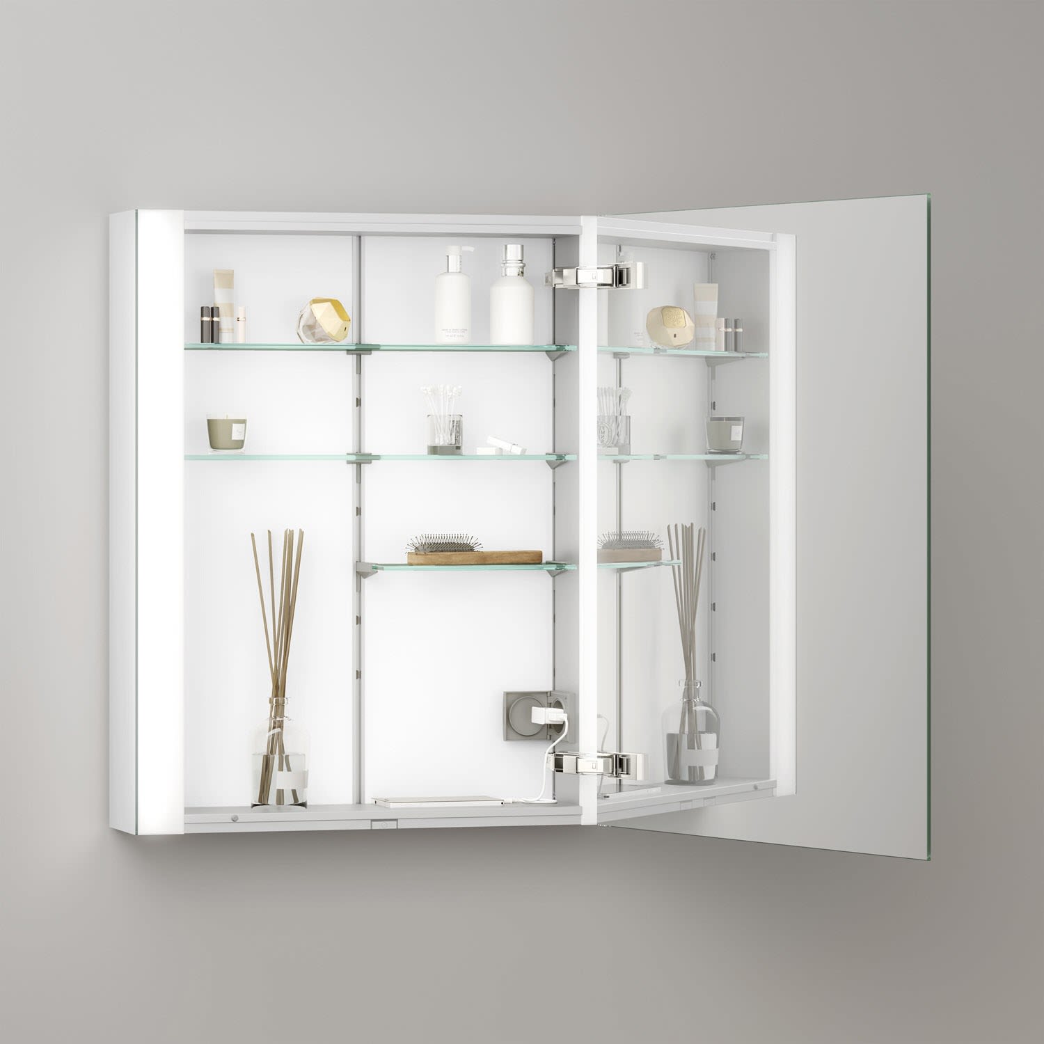 Keuco Royal Metis LED Aufputz-Spiegelschrank 60 x 71 cm Türanschlag rechts, Badmöbel, 811201450010, verspiegelt