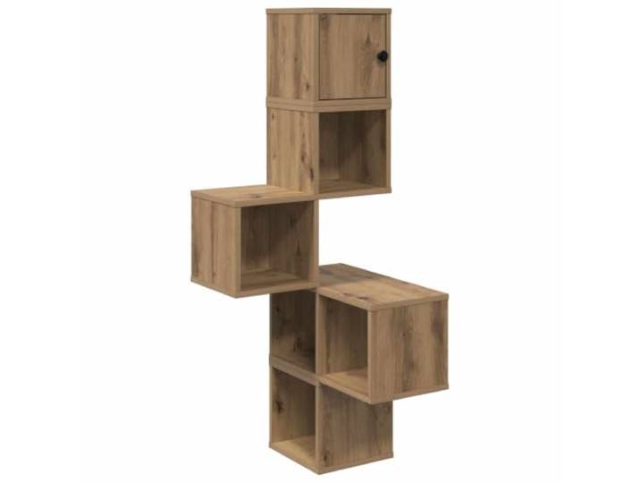 Qnhdfrt Wand-Eckregal Artisan-Eiche Holzwerkstoff 48x48x120cm 7 Fächer Platzsparendes Eckregal mit 7 Fächern für Schlafzimmer, Büro und Küche. Bietet viel Stauraum für Dekoration und Bücher.