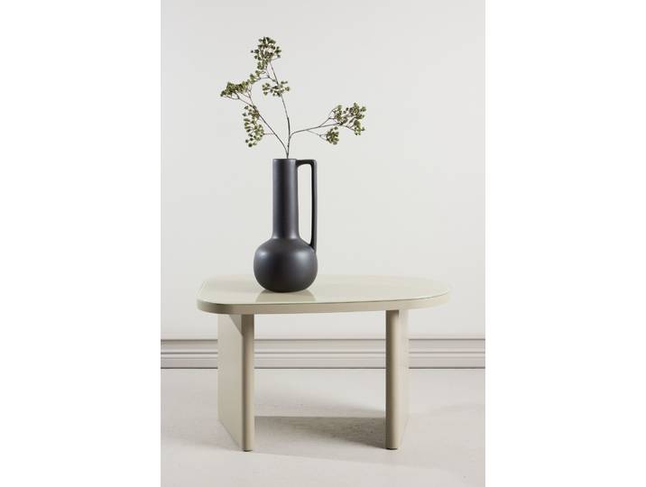 Beistelltisch VENTURE HOME Grönvik, ovaler Beistelltisch 70 × 45 cm mit Glasplatte in Beige , beige (beige, beige), B:45cm H:41cm T:45cm, Tische, Beistelltisch, Ablagetisch, Glas transparent, MDF-Gestell beige, oval, dekorativ