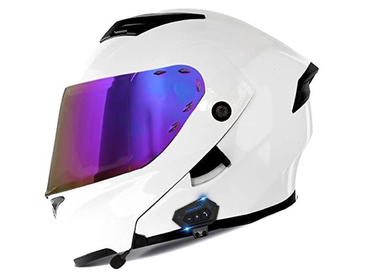 Bluetooth Motorradhelm Motorrad Klapphelm Modularer Helm mit Doppelvisier, ECE Genehmigte Kopfhörer für Automatische Antwort, Vollvisierhelm für Erwachsene Männer Frauen, S-XXL