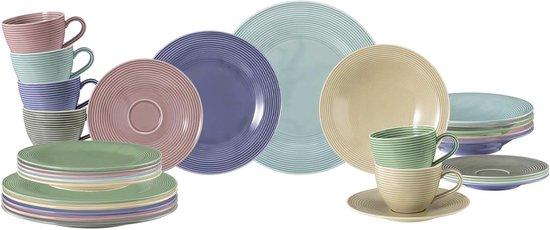 Famanu Serviesset 30-teilig Porzellan Mix & Match Farben für 6 Personen