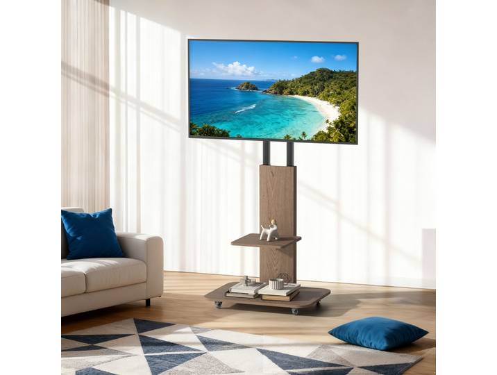 Support de télévision sur roulettes réglable en hauteur pour écrans plats de 40 à 75 pouces avec roulettes, support de télévision inclinable