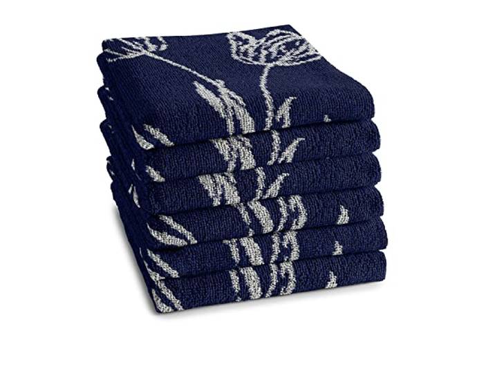 DDDDD, Küchentücher, Lisse, Küchenhandtücher, Geschirrtücher, Küchen Zubehör, Geschirrtuch, Baumwolle, Blau, 6 Stück