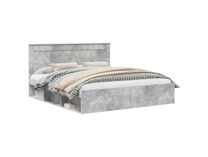 PUGYNBK Beton Bettgestell 180 x 200 cm Kiefer massiv Fester Lattenrost, Kopfteil aus Kiefernholz, pflegeleichte Oberfläche, robuster Boden für Schlafzimmer