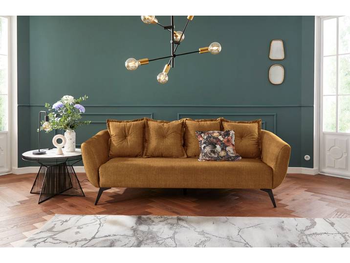 3-Sitzer HOME AFFAIRE Baggio , gelb, B:236cm H:80cm T:103cm, Sofas, 3-Sitzer, Zierkissen inklusive