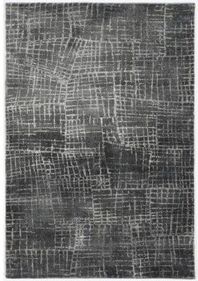 Strick & Bolton Spoken Black & White Abstract Geometric Shag Rug