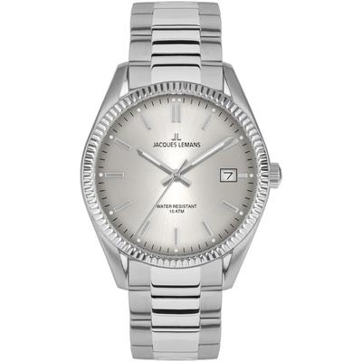 Quarzuhr JACQUES LEMANS "Derby", silber (silberfarben, silberfarben, silberfarben), Armbanduhren, Damen, silberfarben, Quarzuhr, Armbanduhr,Herrenuhr,Damenuhr,Edelstahlarmband,bis 10 bar wasserd.