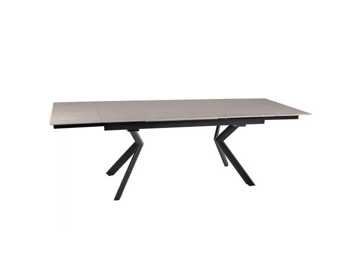 Feldmann-Wohnen Esstisch Orton Travertin Beige / Schwarz Matt 160-240 / 90 / 75cm, Metall, 240x75x90 cm, Esszimmer, Esstische