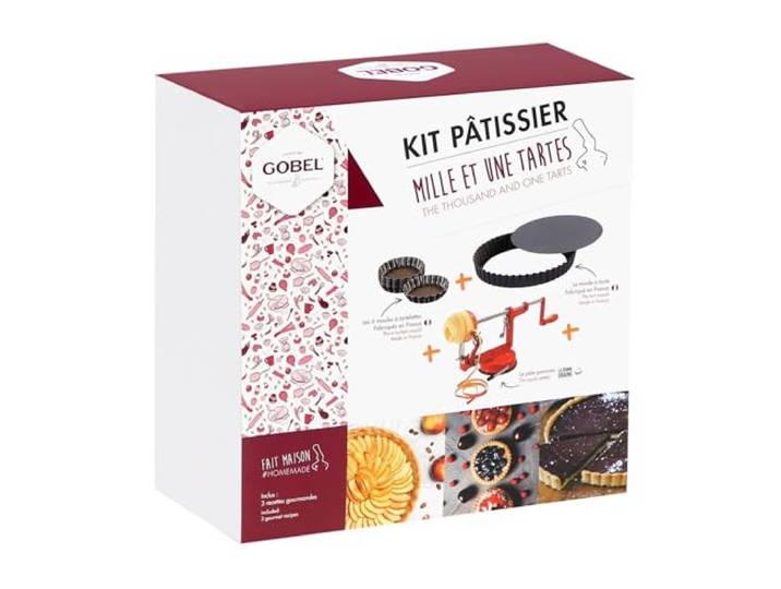 Gobel Set 1001 taarten – 1 ronde taartvorm, geribbeld, Ø 28 cm, 6 ronde taartjes Ø 10 cm – 1 appelschiller La Bonne Graine