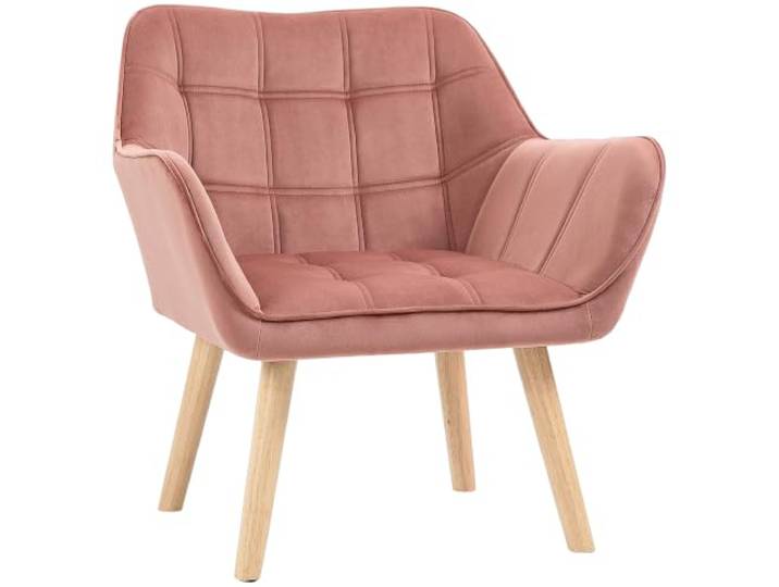 HOMCOM Sessel Wohnzimmer Ohrensessel Loungesessel Relaxsessel mit Gummiholzbeine, Lesesessel mit Samtoptik, Polstersessel für Schlafzimmer, skandinavisch, Rosa