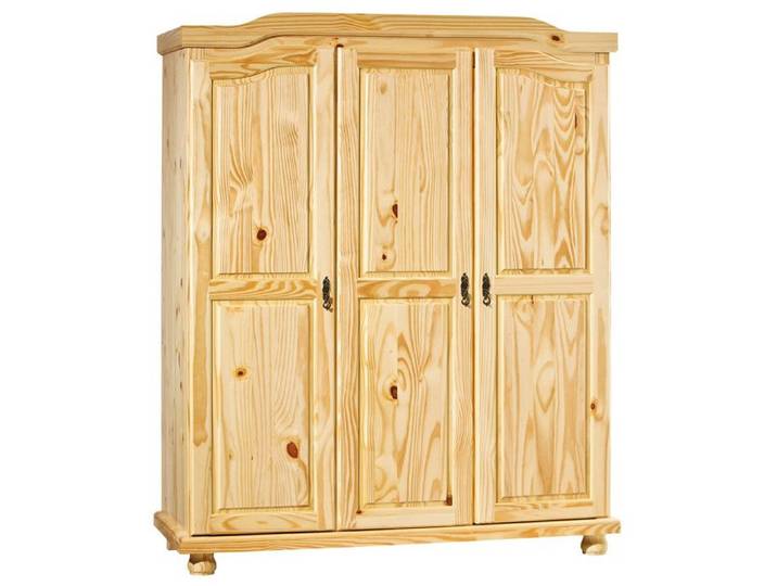 OLIVER - Armoire 3 Portes + Penderie Bois Massif Naturel