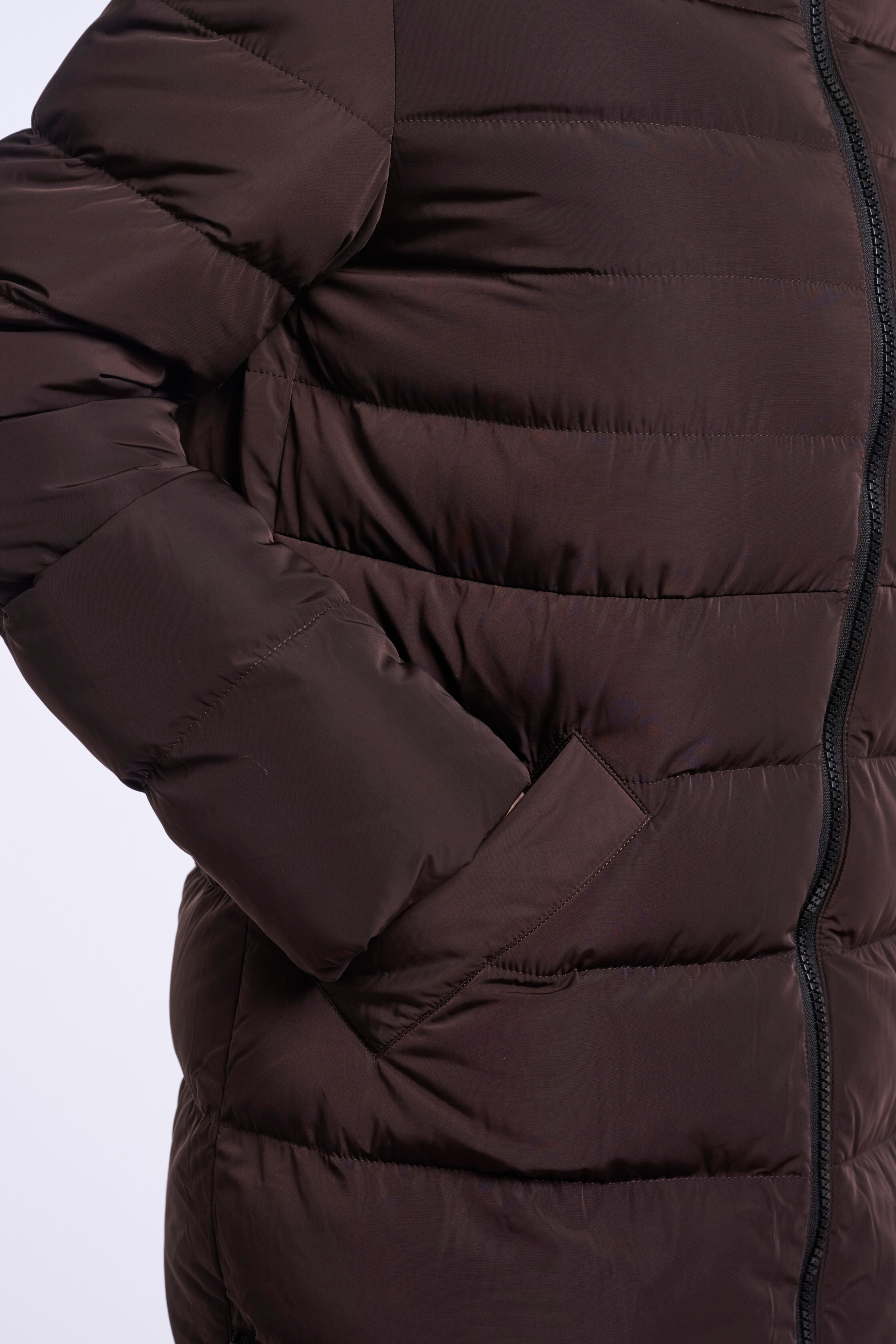 Steppmantel RINO & PELLE "KEILAFUR", Damen, Gr. 46, peated, Web, Obermaterial: 100% Polyester. Futter: 100% Polyester. Wattierung: 100% Polyester, normal knielang, Mäntel Steppmantel, mit Kunstfellfutter peated 46