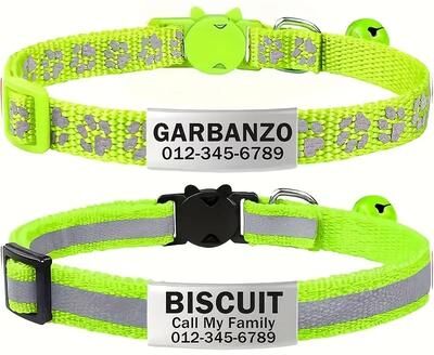 Uplift Treasures Personalized Reflective Pet Collar With Safety Buckle green