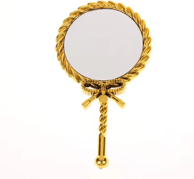 Inspire Curations European Style Handheld Makeup Mirror Round Portable Vanity Mirror gold