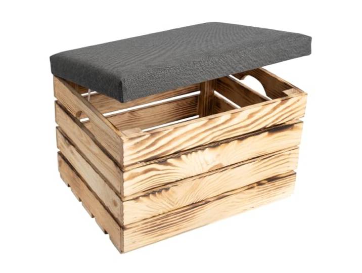 Creative Deco Coffre en Bois avec Siège (Brun flammé\, 50 x 40 x 35 cm)