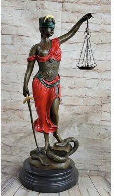 Bronzhaus Bronze Scale Justice Blind Justice Sculpture Statue Clical Figurine 18 Inches Red