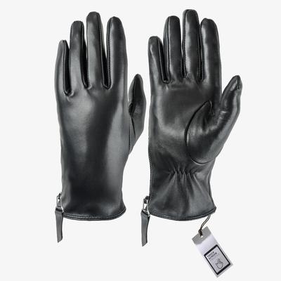 Lederhandschuhe PEARLWOOD "FLORA", Damen, Gr. 8, schwarz, Materialmix, Schafsleder, Handschuhe, seitlicher Reißverschluss mit dekorativen Leder