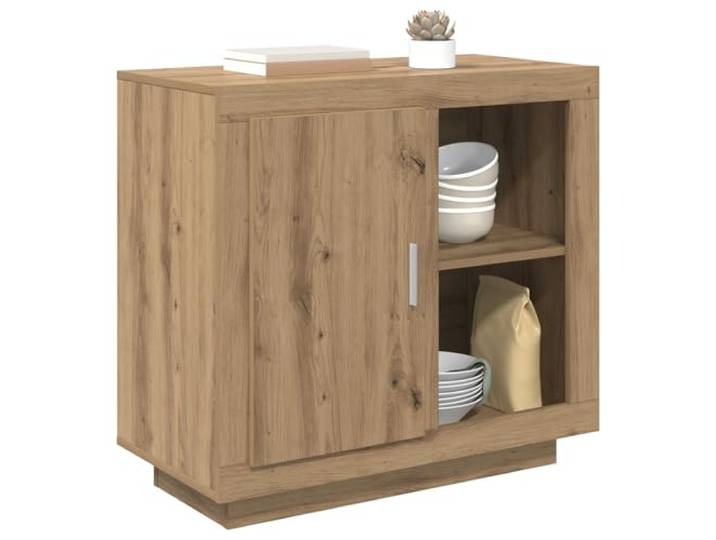 KTHLBRH Sideboard Eiche Handwerk 80 x 40 x 75 cm Holz mehrschichtig Modernes Design, bündige Tür, Stangengriffe, großer Innenraum, einfache Montage
