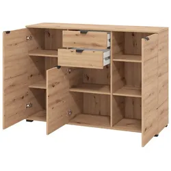 Dmora Mainarda - Kommode, 135x40x95h cm Braun Eiche Knoten, 2 Schubladen