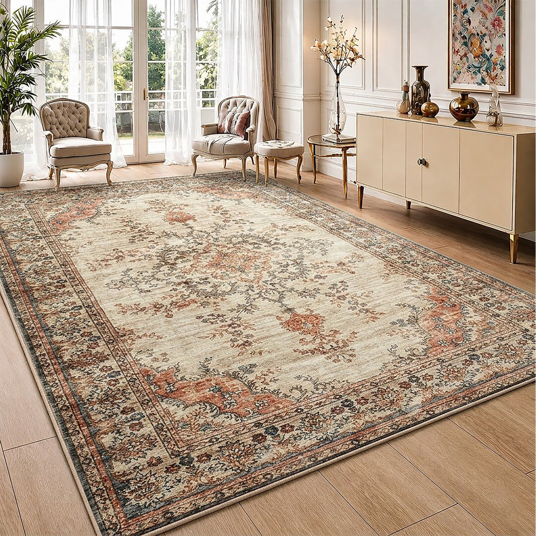 Kensington Traditional Tabriz Cashmere-Feel Area Rug & Runner, Non-Slip Washable Living Room Carpet TIMELESS Rectangle 160 x 230 cm
