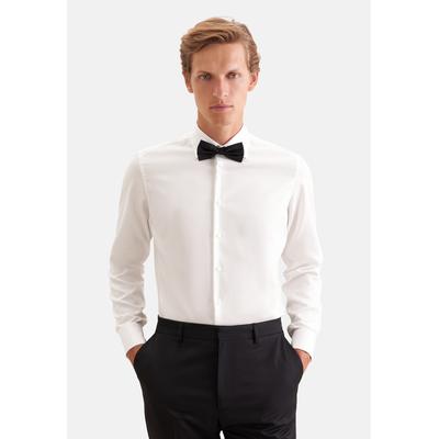 Smokinghemd SEIDENSTICKER, Herren, Gr. S (37), verlängerte Ärmellängen, ecru, 100% Baumwolle, unifarben, slim fit, Doppelmanschette, Hemden, Gala Uni