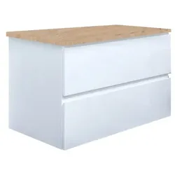 SAT B-Way Waschtischunterschrank mit Waschtischplatte 79x50x45 cm weiß glanz BWAY280WDOAK