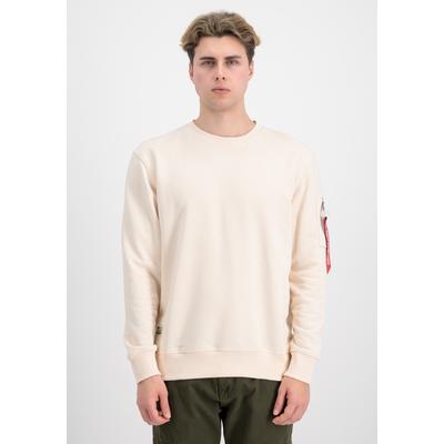 Sweater ALPHA INDUSTRIES "USN Blood Chit Sweatshirt", Herren, Gr. L, weiß (jet stream weiß), Obermaterial: 80% Baumwolle, 20% Polyester, regular fit, Sweatshirts Sweater