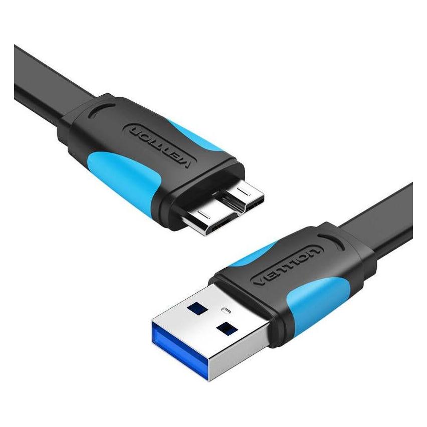 Vention Flat USB 3.0 A to Micro-B cable VAS-A12-B100 1m Black (1 m, USB 3.2 Gen 1) (VAS-A12-B100)