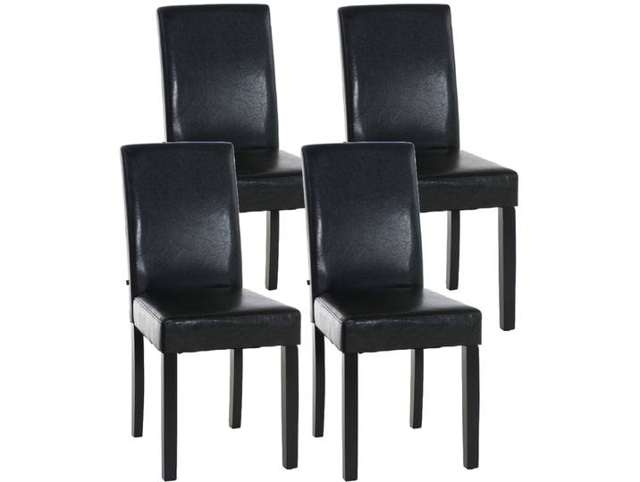 TPFLiving 4er Set Esszimmerstuhl Ines Kunstleder Gestell Holz Schwarz - Braun