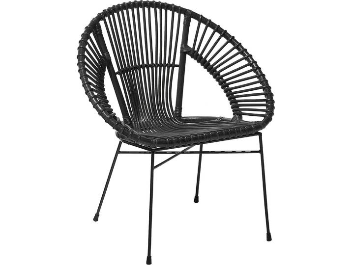 BELIANI Rattanstuhl Schwarz Rattan/Metall Innenbereich Modern