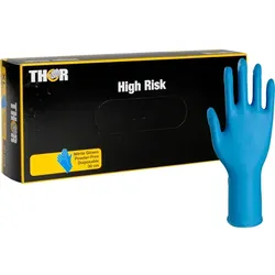 Nitrilhandschuhe Thor High Risk blau XL 50 Stück Gr. 10, puderfrei, unsteril, mit Rollrand, 50 Stück/Box