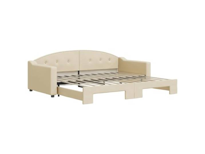 Makastle Tagesbett Ausziehbar Creme 90x200 cm Stoff 100% Polyester Bezug