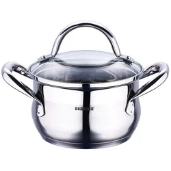 Topf GOURMET mit Glasdeckel (DH 16x9,50 cm) - silber - DH 16x9,50 cm