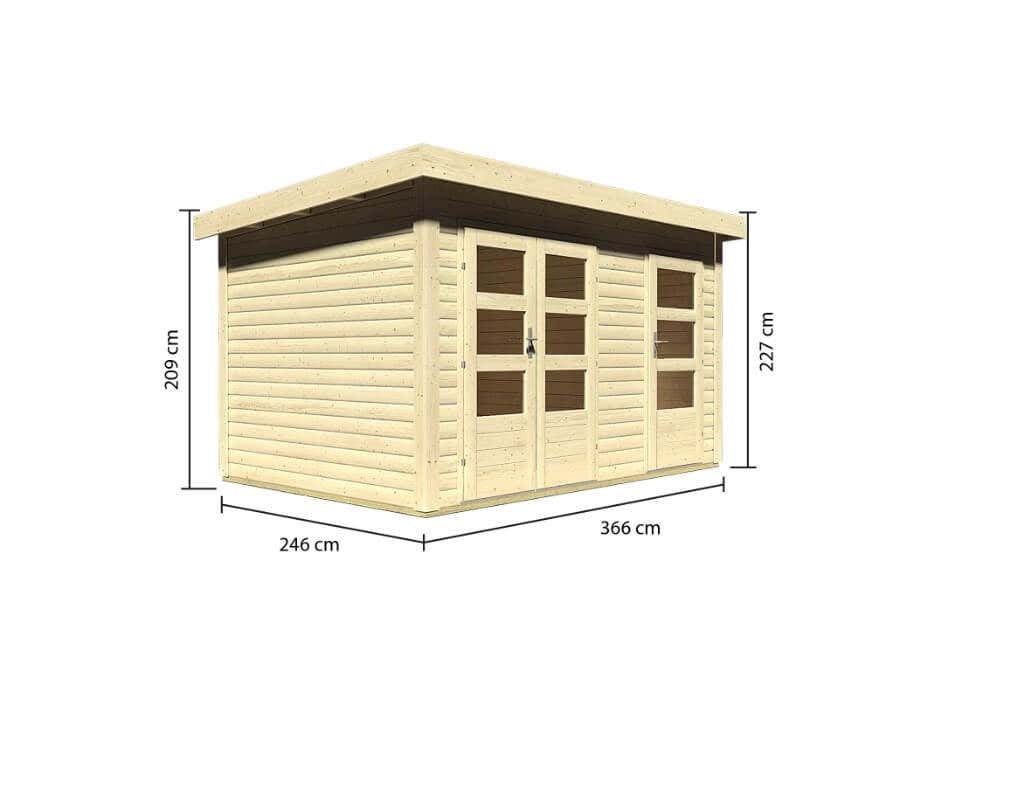 Karibu Holztechnik Woodfeeling tuinhuis Schönbuch model 1 onbehandeld hout