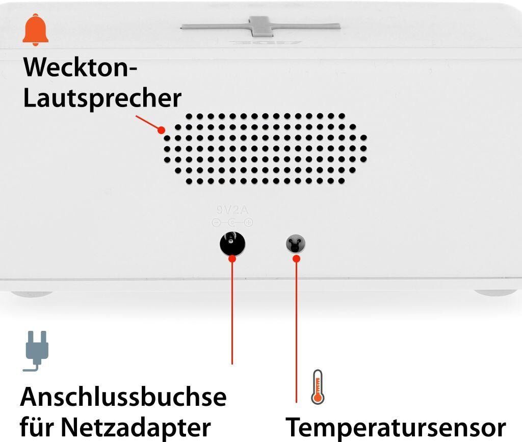 Wecker ADE "mit Temperaturanzeige", weiss (weiß), Wecker, Wecker weiß Einheitsgröße