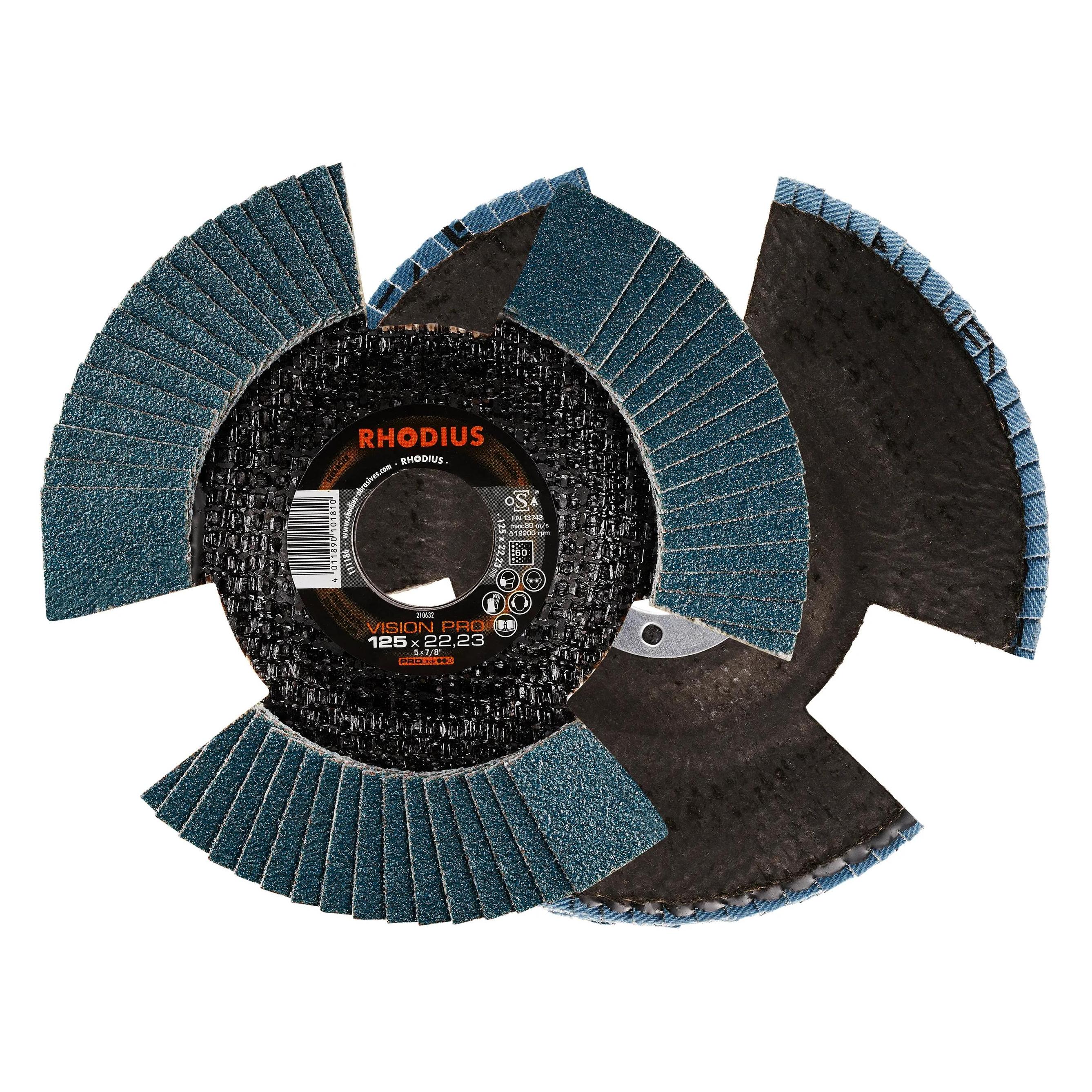Rhodius Lamellenschleifscheibe VISION PRO | Ø 125 x 22,23mm schräg Korn 60 VPE: 10 (60) (210632)