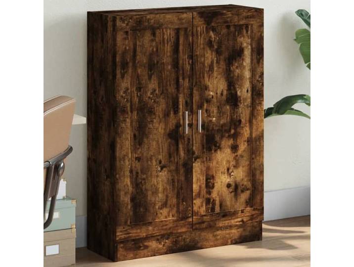 Bibliothèque Étagère à Livres avec 3 Compartiments et 2 Portes Meuble à Livres avec Rangement Chêne Fumé Bois 833786