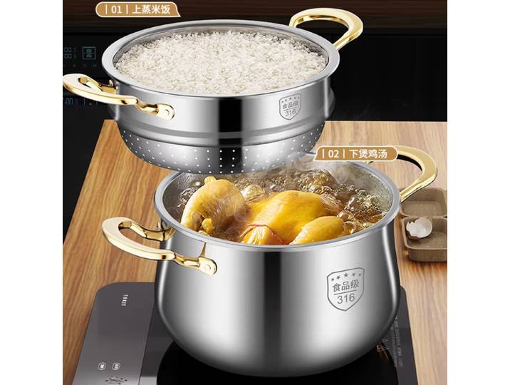 Cuiseur vapeur en acier inoxydable 316, égouttoir à vapeur, marmite à lait domestique, marmite à soupe, marmite à eau, couscous