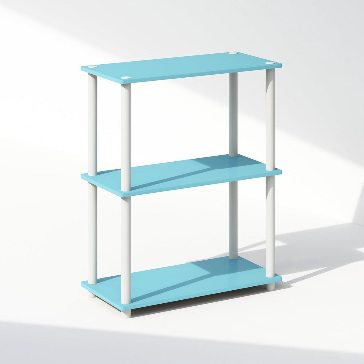 3-laags multifunctioneel compact displayrek voor boeken en decoratie - Lichtblauw/Wit