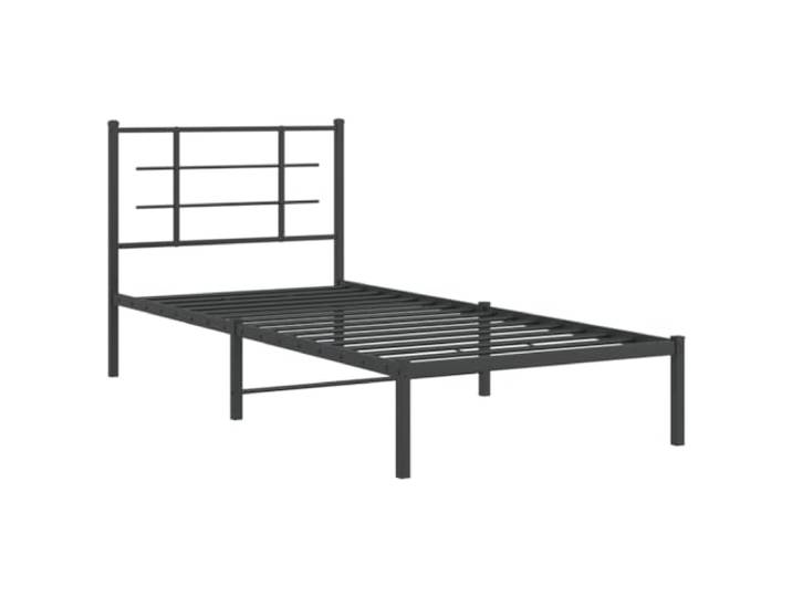 KTHLBRH Bettgestell aus Stahl, schwarz, 90 x 190 cm, mit Kopfteil Bettgestell mit Stauraum, inkl. Lattenrost, robustes Bettgestell
