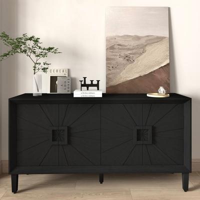 "Rustic Farmhouse 59.8"" Credenza, Durable Antique Wood Storage Unit for Living Room or Kitchen Use"