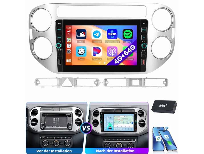 ESSGOO 8'' Android 15 Autoradio Carplay WiFi Navi für VW Tiguan 5N Golf Plus Autoradio (RDS, 4+64GB(optional), DAB (optional), FM, DAB+ (optional)