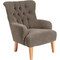 SESSEL Kaiya Bezug Veloursstoff Buche natur / sahara