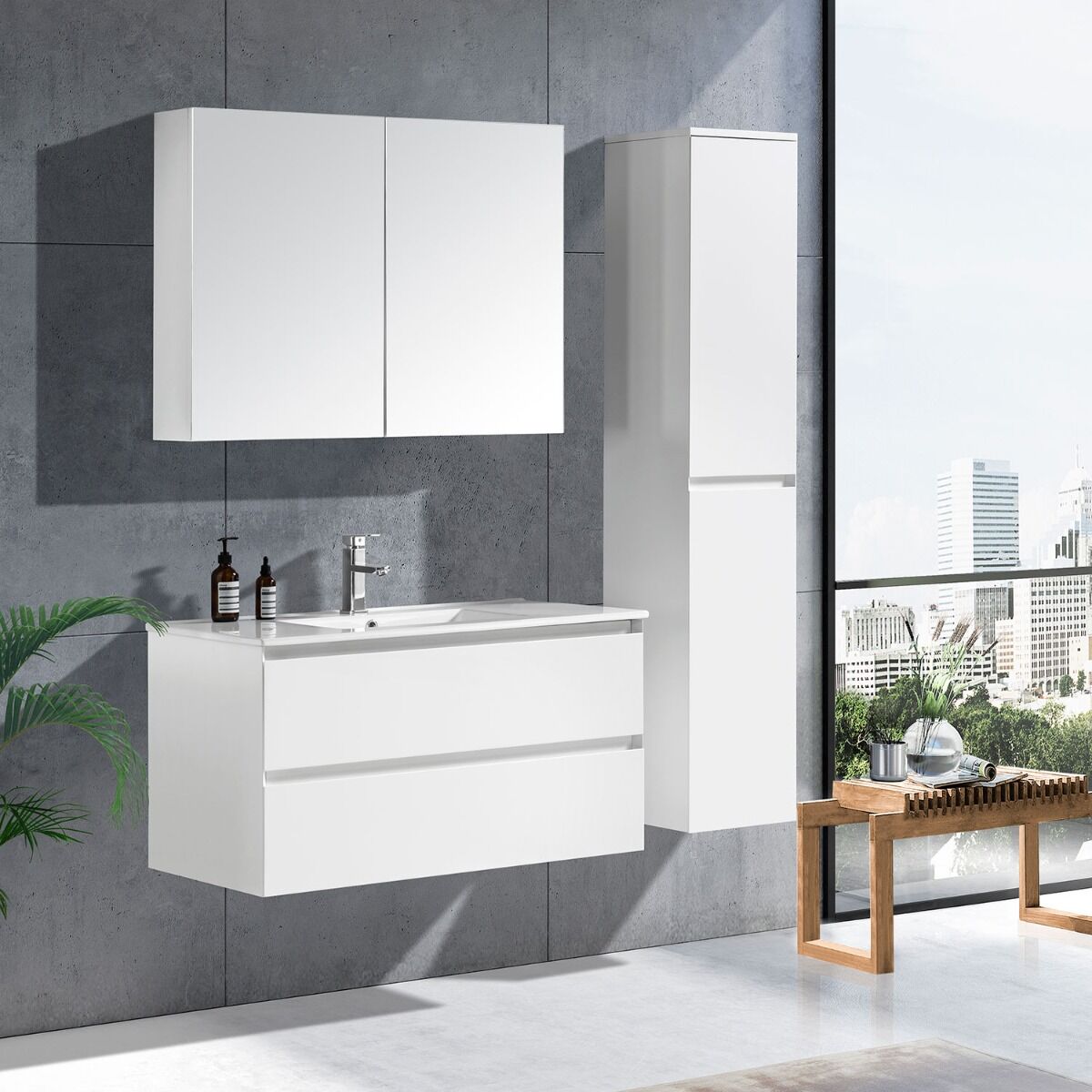 Noradesign 100 Cm Badeværelsesmøbel Hvid Matt