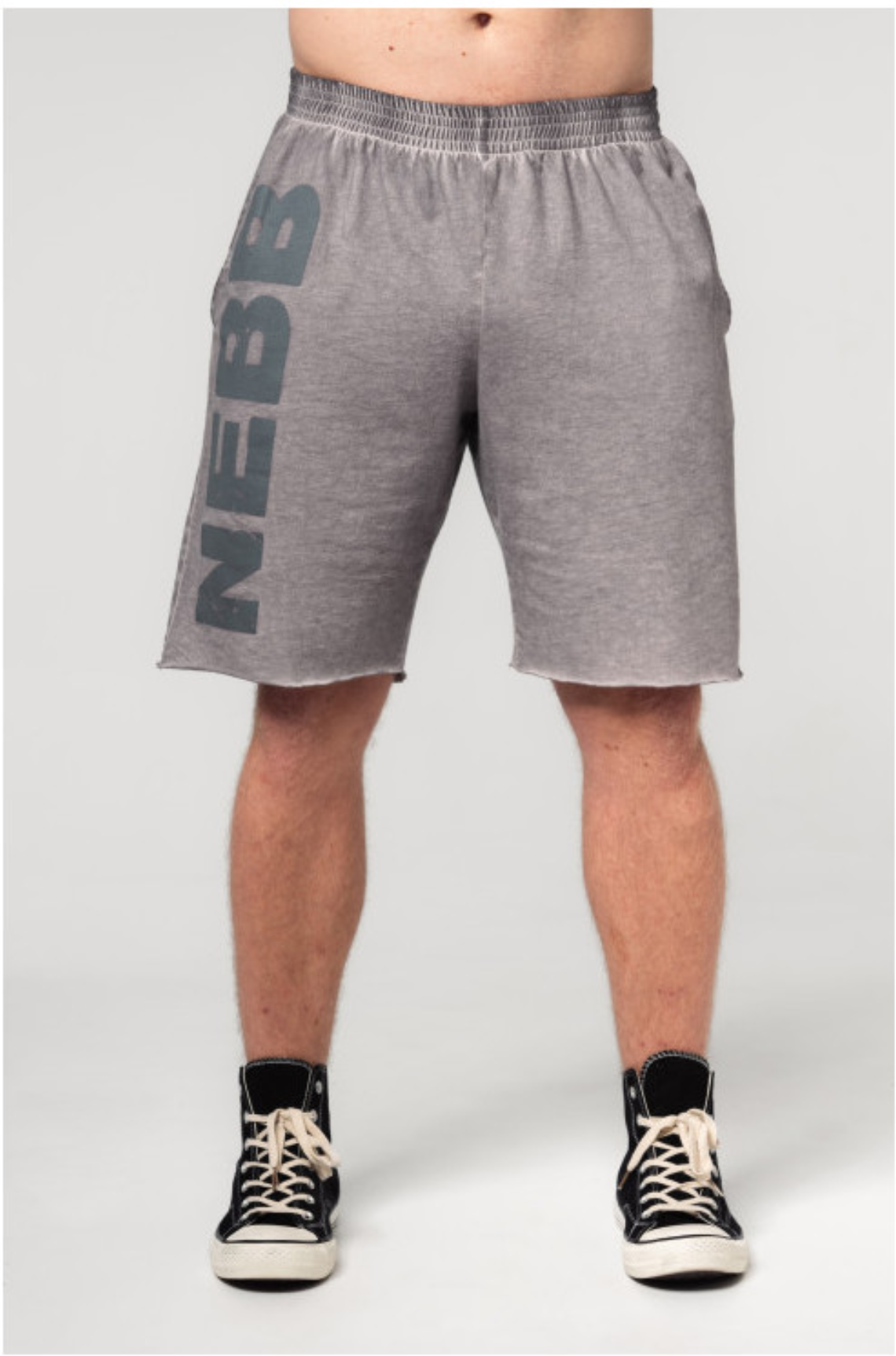 NEBBIA Washed-Off Gym Sweatshorts No Bs Man Light Grey   